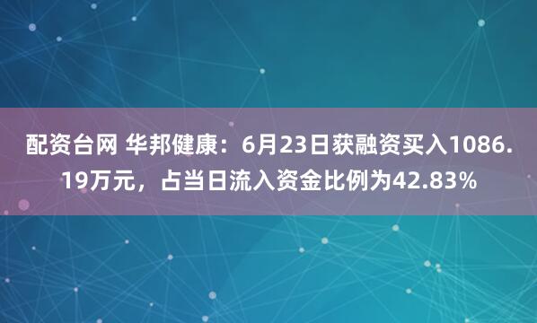 配资台网 华邦健康：6月23日获融资买入1086.19万元，占当日流入资金比例为42.83%